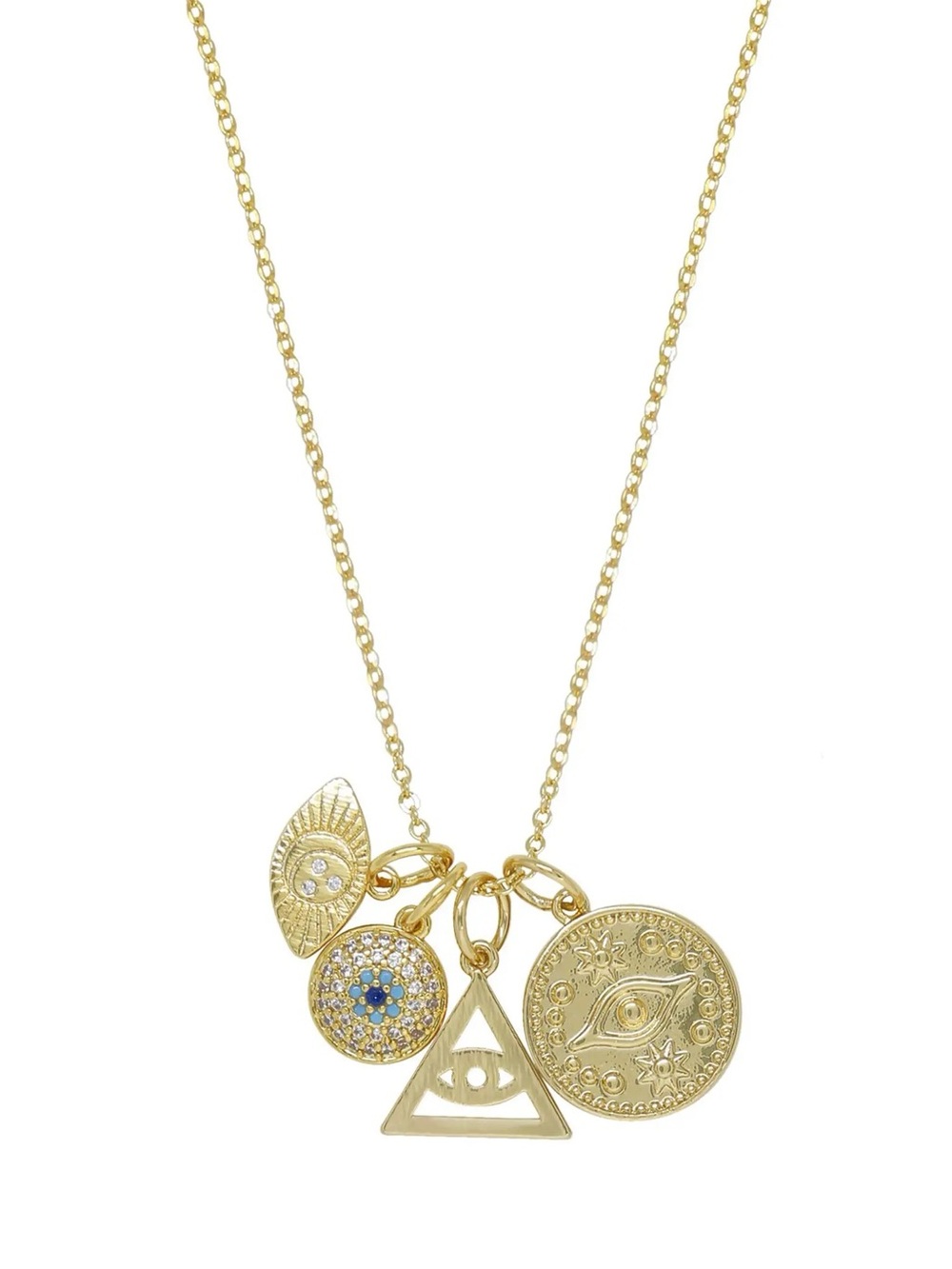 Ettika Eye Charms Pendant Necklace Gold Evil Eye Charm Necklace